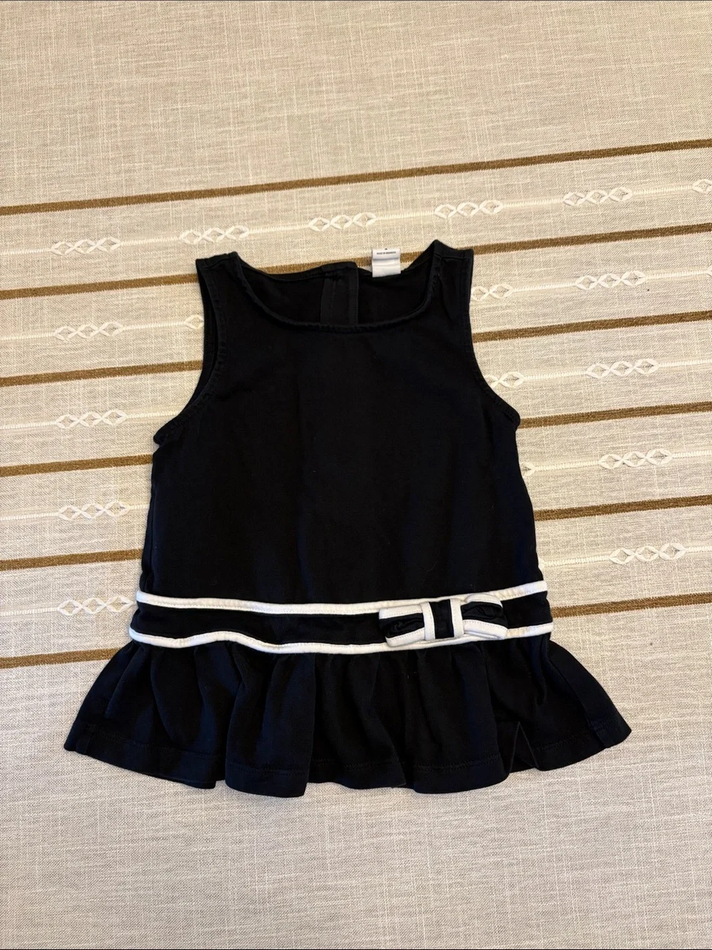 Janie and Jack Black Peplum Top with White and Black Pants